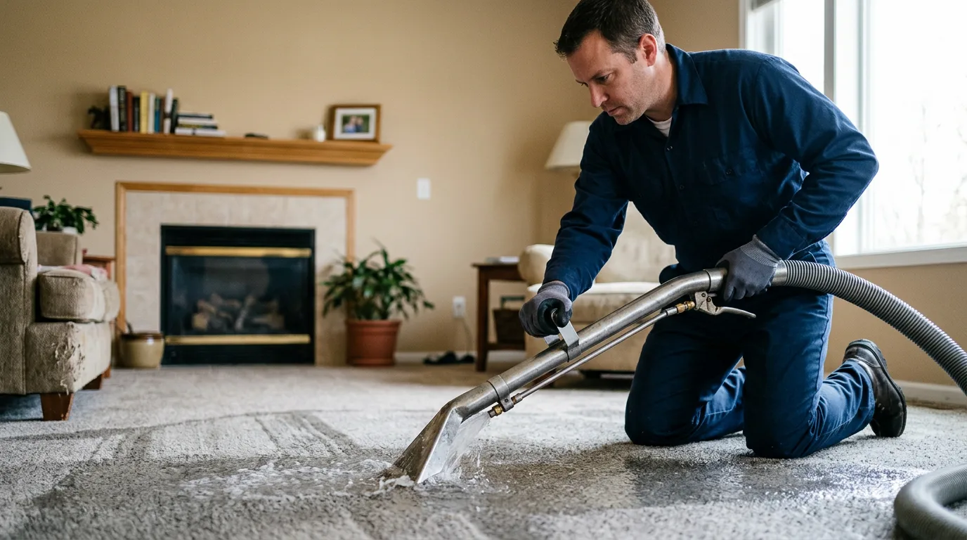 Water damage restoration technician working near Port Royal, VA